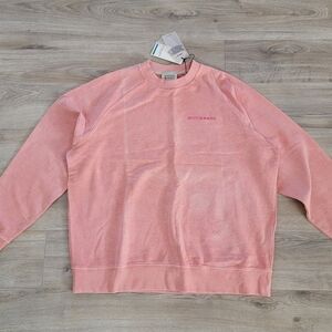 Scotch & Soda Plant Dyed Unisex Crewneck Sweatshirt in Washed Pink sz XL